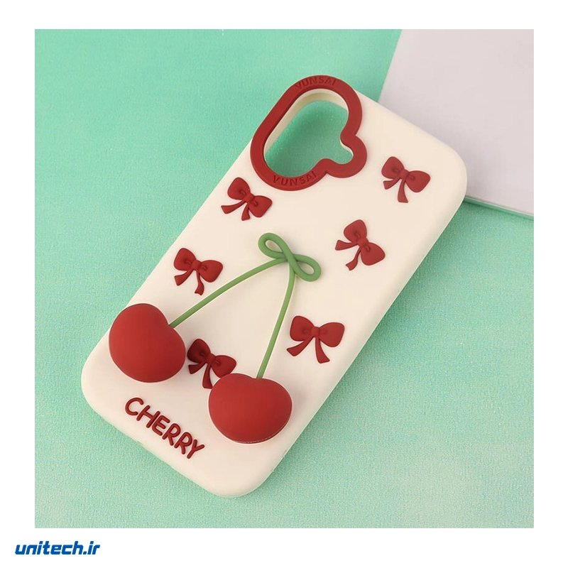 قاب سیلیکونی طرح گیلاس آویزدار مناسب iphone 16